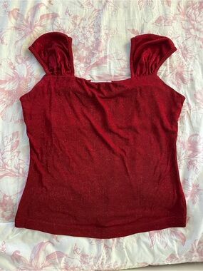 Self Esteem Red Glitter Square-Neck Tank Top